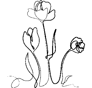 Outline illustration of flowers.