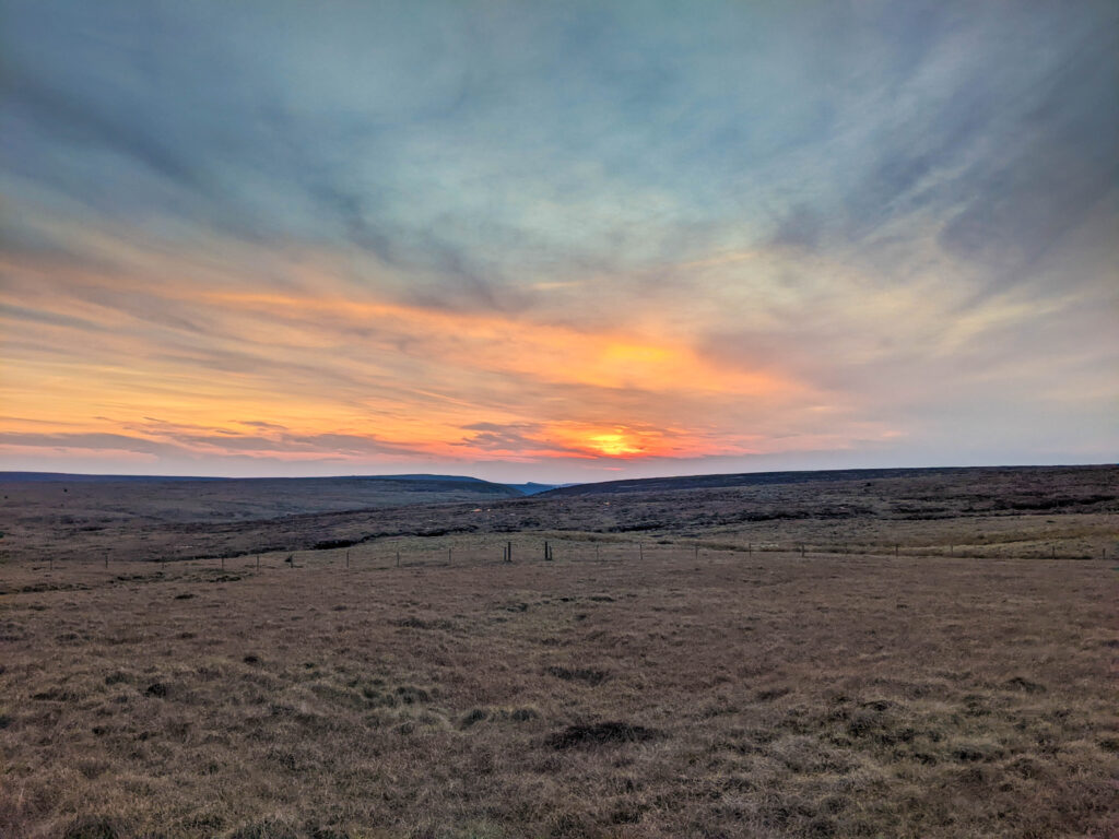Sunset over moorland